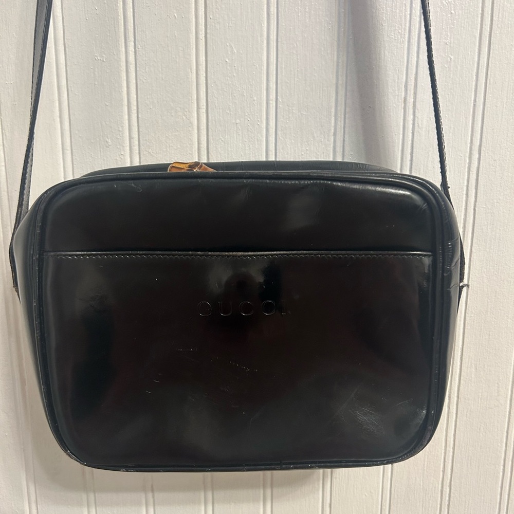 Vintage Gucci Black Leather Crossbody Bag